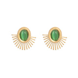 18K PVD Plated Fanshaped Stone Stud Earring