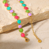 Colorful Oil Dripping Disc Bracelet Stainless Steel 18K Plated Enamel Bracelet