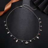 Crystal Eye of The Demon Necklace Women High Charms Copper Silvery/Gold