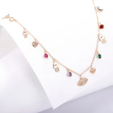 Crystal Eye of The Demon Necklace Women High Charms Copper Silvery/Gold