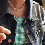 Gradient Size Bright Pearl Clavicle Chain