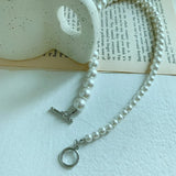 Gradient Size Bright Pearl Clavicle Chain