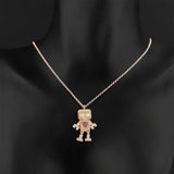Pink Love Robot Necklace Female Zirconia Heart Necklaces Women Jewelry