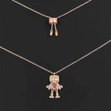 Pink Love Robot Necklace Female Zirconia Heart Necklaces Women Jewelry