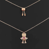 Pink Love Robot Necklace Female Zirconia Heart Necklaces Women Jewelry