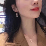 Pink Love Robot Necklace Female Zirconia Heart Necklaces Women Jewelry