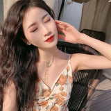 Sweet Style Pearl Clavicle Necklace Women Rhinestone Pendant Necklace
