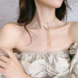 Sweet Style Pearl Clavicle Necklace Women Rhinestone Pendant Necklace