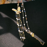 Sweet Style Pearl Clavicle Necklace Women Rhinestone Pendant Necklace