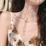 Sweet Style Pearl Clavicle Necklace Women Rhinestone Pendant Necklace
