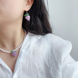 Shell Beads Strawberry Choker Necklace Women Holiday Jewelry
