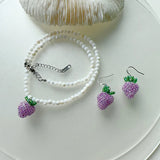Shell Beads Strawberry Choker Necklace Women Holiday Jewelry