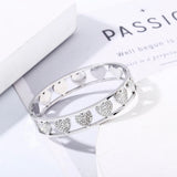 Heart Cuff Bangle Bracelet Rhinestone Charms Silvery Bangles Hollow Jewelry