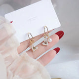 Ins 14K Electric Plating Real Pearl Heart Love Earrings