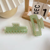 Jelly Green Checkerboard Hair Clip Geometry Acetic Acid Shark Clip