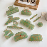 Jelly Green Checkerboard Hair Clip Geometry Acetic Acid Shark Clip
