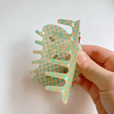 Jelly Green Checkerboard Hair Clip Geometry Acetic Acid Shark Clip