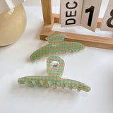 Jelly Green Checkerboard Hair Clip Geometry Acetic Acid Shark Clip