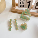 Jelly Green Checkerboard Hair Clip Geometry Acetic Acid Shark Clip