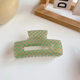 Jelly Green Checkerboard Hair Clip Geometry Acetic Acid Shark Clip