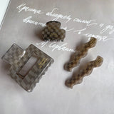 Grey Checkerboard Hair Clip Geometry Acetic Acid Shark Cl