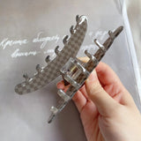 Grey Checkerboard Hair Clip Geometry Acetic Acid Shark Cl