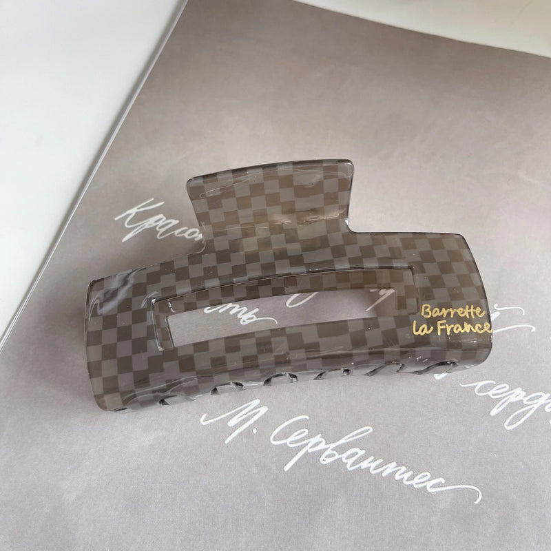 Grey Checkerboard Hair Clip Geometry Acetic Acid Shark Cl