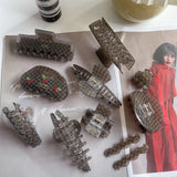 Grey Checkerboard Hair Clip Geometry Acetic Acid Shark Cl