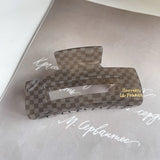 Grey Checkerboard Hair Clip Geometry Acetic Acid Shark Cl