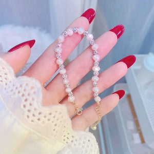 14K Gold-Plated Pearl Beaded Bracelet Minimalist Bright Women Accessories