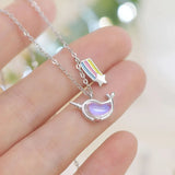 Romantic Unicorn Rainbow Necklace for Women 925 Silver Clavicle Chain Pendant