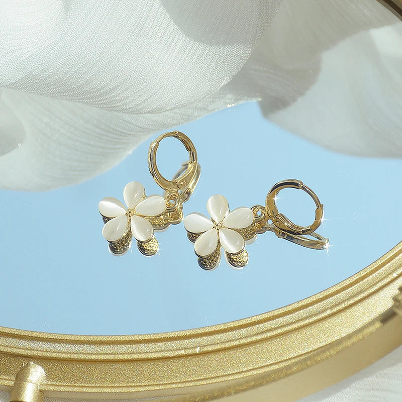 Ins Hot Flower Opal Earring for Women Drop Earrings Wedding Bijoux Gift