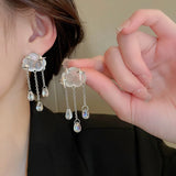 Vintage Tassel Cloud Bear Earrings 925 Silver Needle