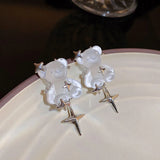 Vintage Tassel Cloud Bear Earrings 925 Silver Needle