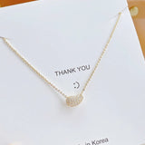 Inlaid CZ Beans Women Necklace Bling Zirconia Colar Jewelry Gift