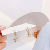 Double Layer Metal Earrings 14k Plating Flower Jewelry