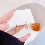 Double Layer Metal Earrings 14k Plating Flower Jewelry