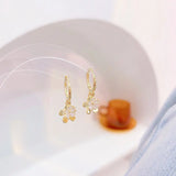 Double Layer Metal Earrings 14k Plating Flower Jewelry
