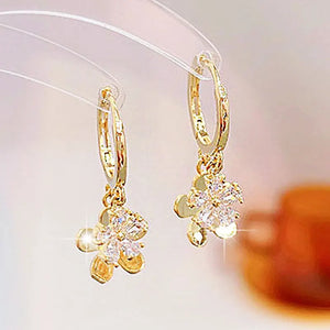Double Layer Metal Earrings 14k Plating Flower Jewelry