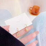 Double Layer Metal Earrings 14k Plating Flower Jewelry