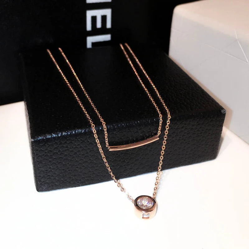 Vintage Geometric Women Necklace High CZ Pendant Jewelry
