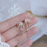 Micro-inlaid Zircon Leaf Earrings for Women