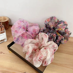 Korean Sweet Organza Floral Hair Ties for Girls