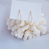 Long Butterfly Earrings with Zircon Flower Charm