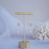 Long Butterfly Earrings with Zircon Flower Charm