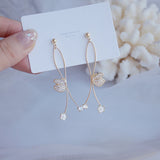 Long Butterfly Earrings with Zircon Flower Charm