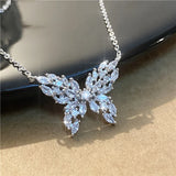 Ins Hot Top Butterfly Necklace for Women Romantic Bling Collar Kolye