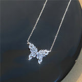 Ins Hot Top Butterfly Necklace for Women Romantic Bling Collar Kolye