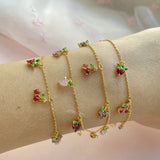 Multicolor Crystal Fruit Charm Bracelets for Women Grapes Chain Bangles