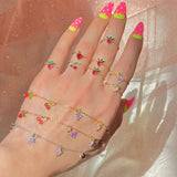 Multicolor Crystal Fruit Charm Bracelets for Women Grapes Chain Bangles
